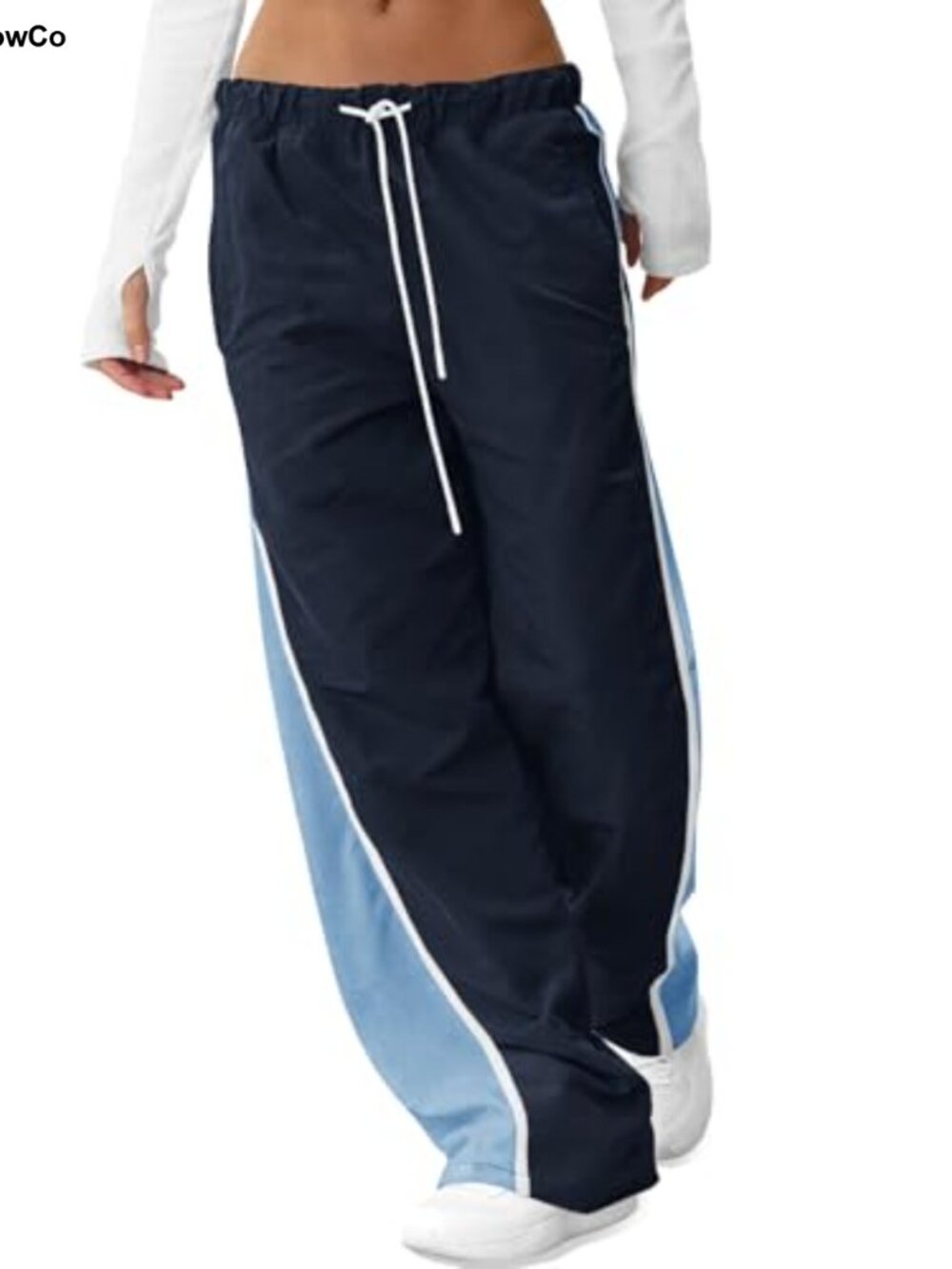 Fisoew 100% Polyamide Baggy Wide Leg Track Pants Drawstring Workout